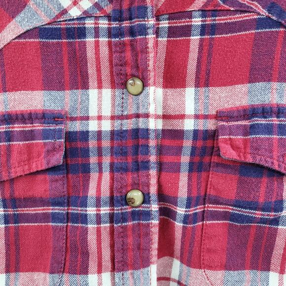 Jachs Girlfriend Red Blue and White Button Up Long Sleeve Plaid Shirt Women’s M - Picture 4 of 7